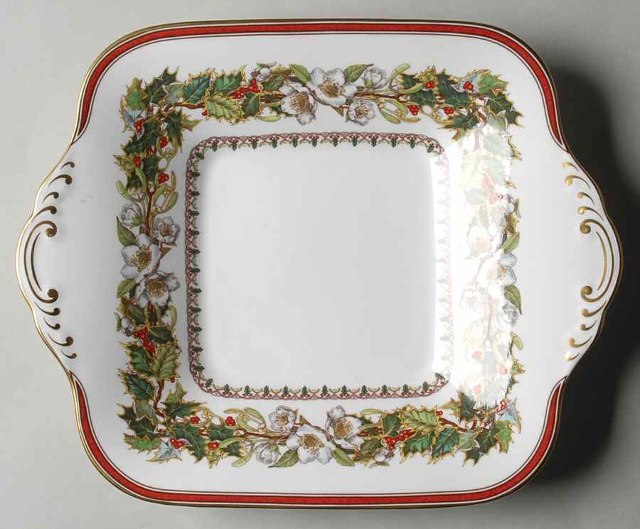 Christmas Rose Square Handled Cake Plate by Spode-1