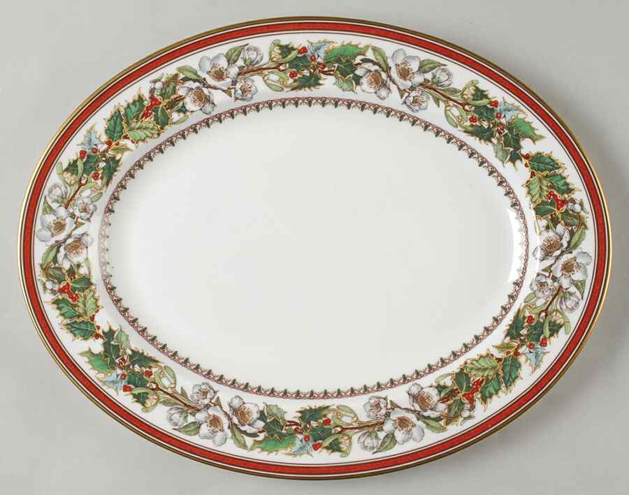 Christmas Rose 13" Oval Serving Platter by Spode-1