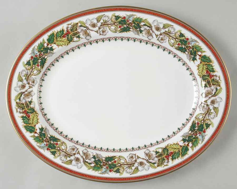 Christmas Rose 15" Oval Serving Platter by Spode-1