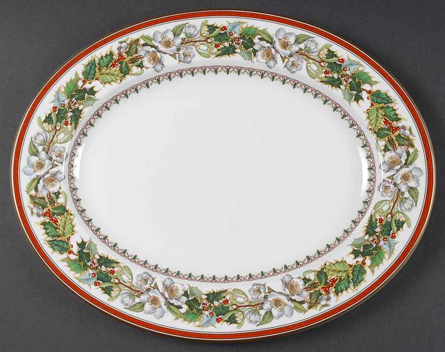 Christmas Rose 15" Oval Serving Platter by Spode-1