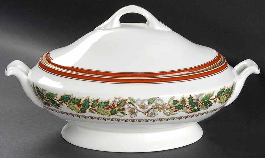 Christmas Rose Oval Covered Vegetable by Spode-1
