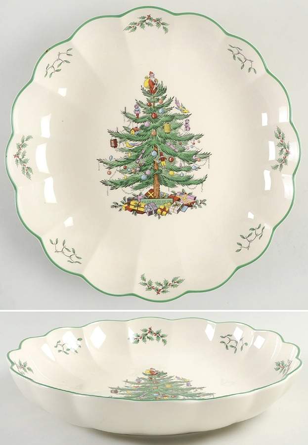 Christmas Tree 12" Round Scalloped Dish by Spode-1