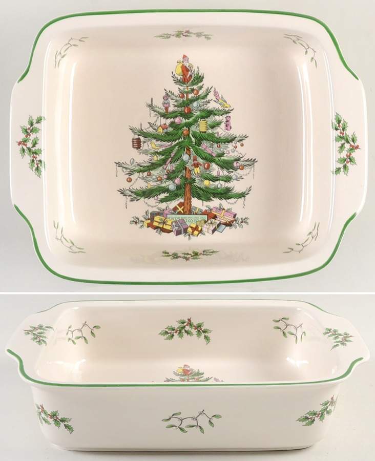 Christmas Tree 11" Rectangular Baker by Spode-1