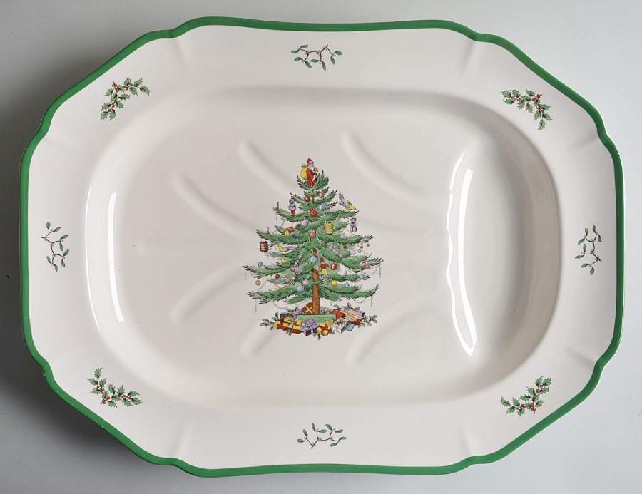 Christmas Tree 20" Oval Serving Platter by Spode-1