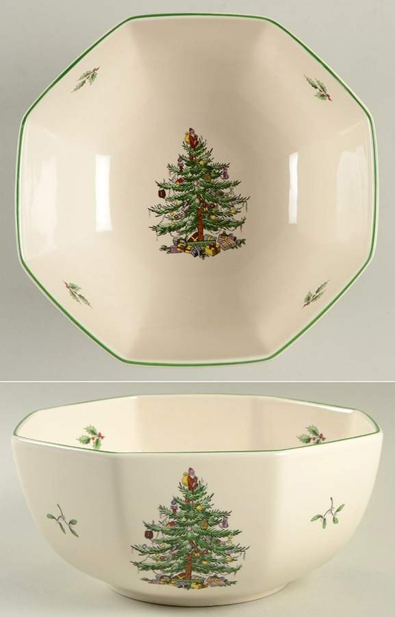 Christmas Tree 7'' Octagonal Serving Bowl by Spode-1
