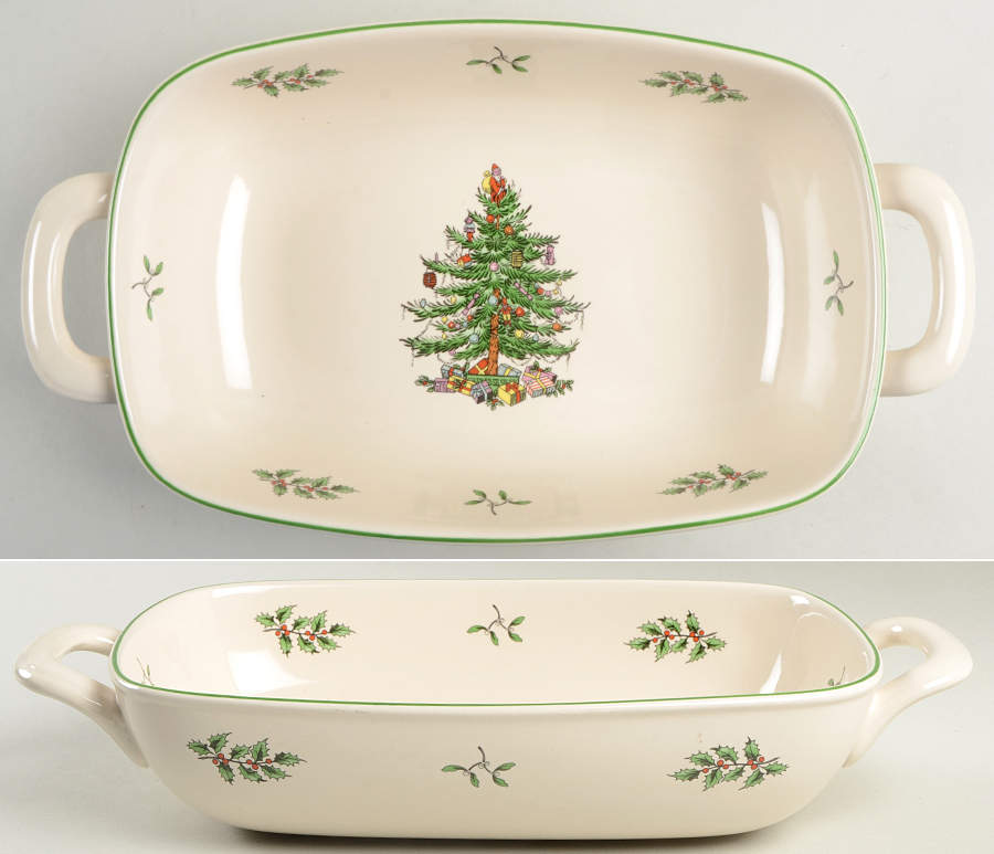 Christmas Tree 11" Rectangular Baker by Spode-1