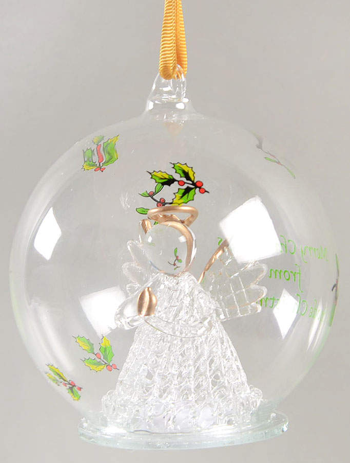Christmas Tree Ornaments Glass Angel-Multicolor Led - Boxed by Spode-1
