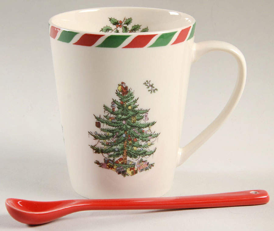 Christmas Tree Candy Cane Mug with Red Spoon by Spode-1