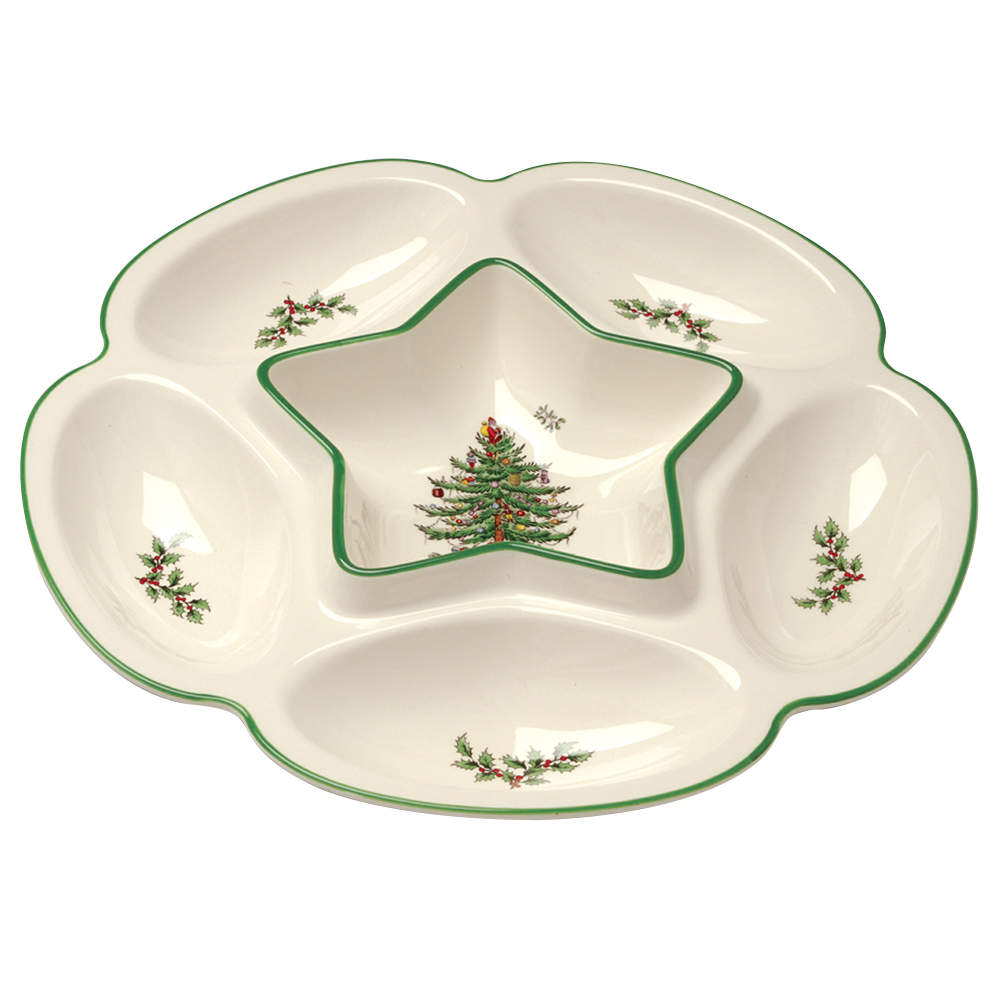 Christmas Tree 1 Piece Chip & Dip by Spode-1