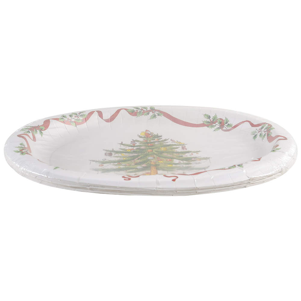 Christmas Tree (Pack of 8) Oval Paper Plates by Spode-1