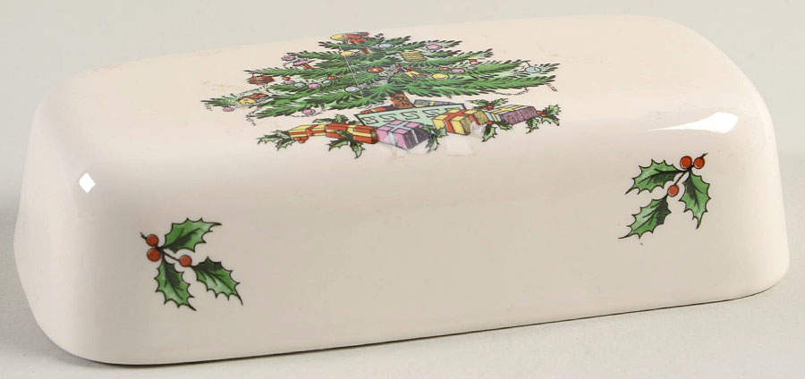 Christmas Tree Lid for 1/4 Lb Butter by Spode-1