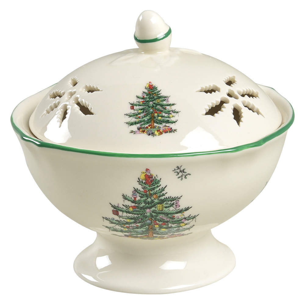 Christmas Tree Round Potpourri with Lid by Spode-1