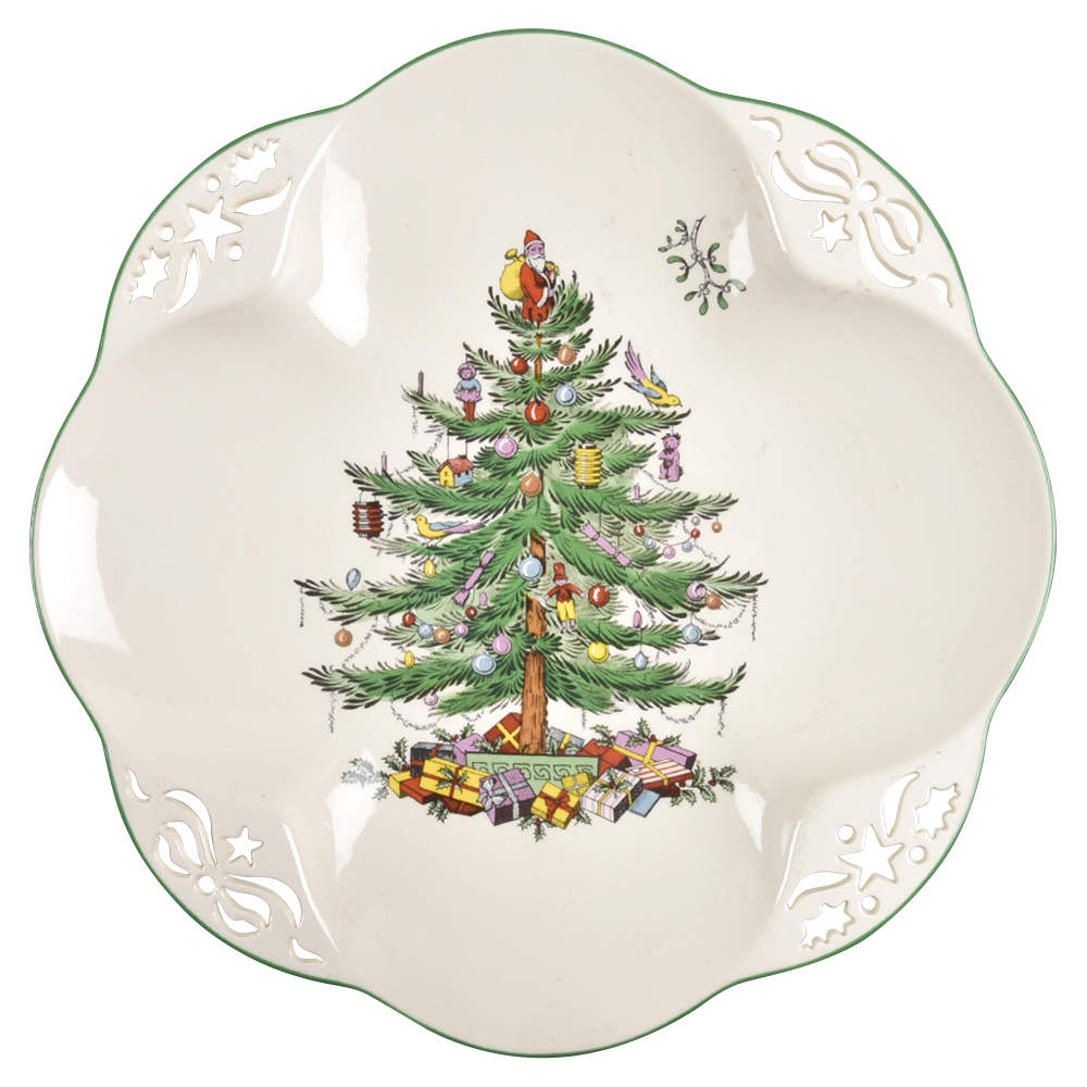Christmas Tree Large Round Scalloped Dish by Spode-1