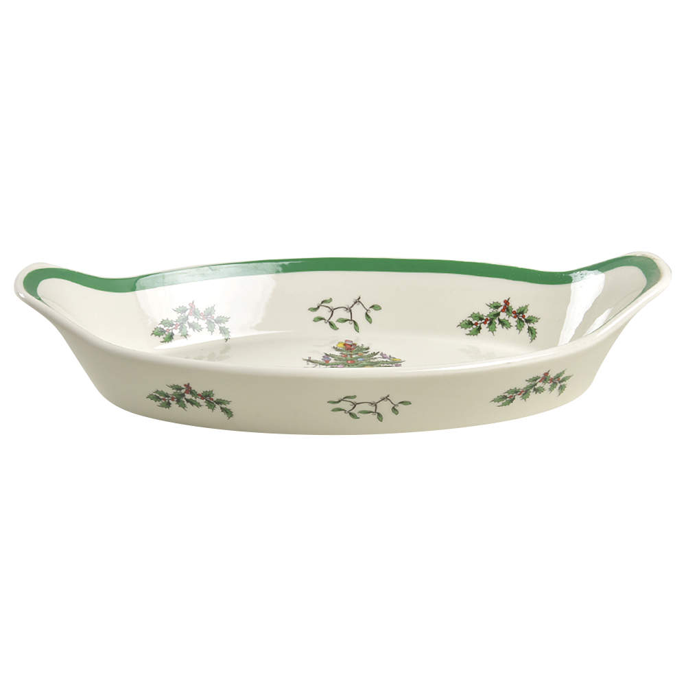 Christmas Tree Oval Handled Sole Dish by Spode-1