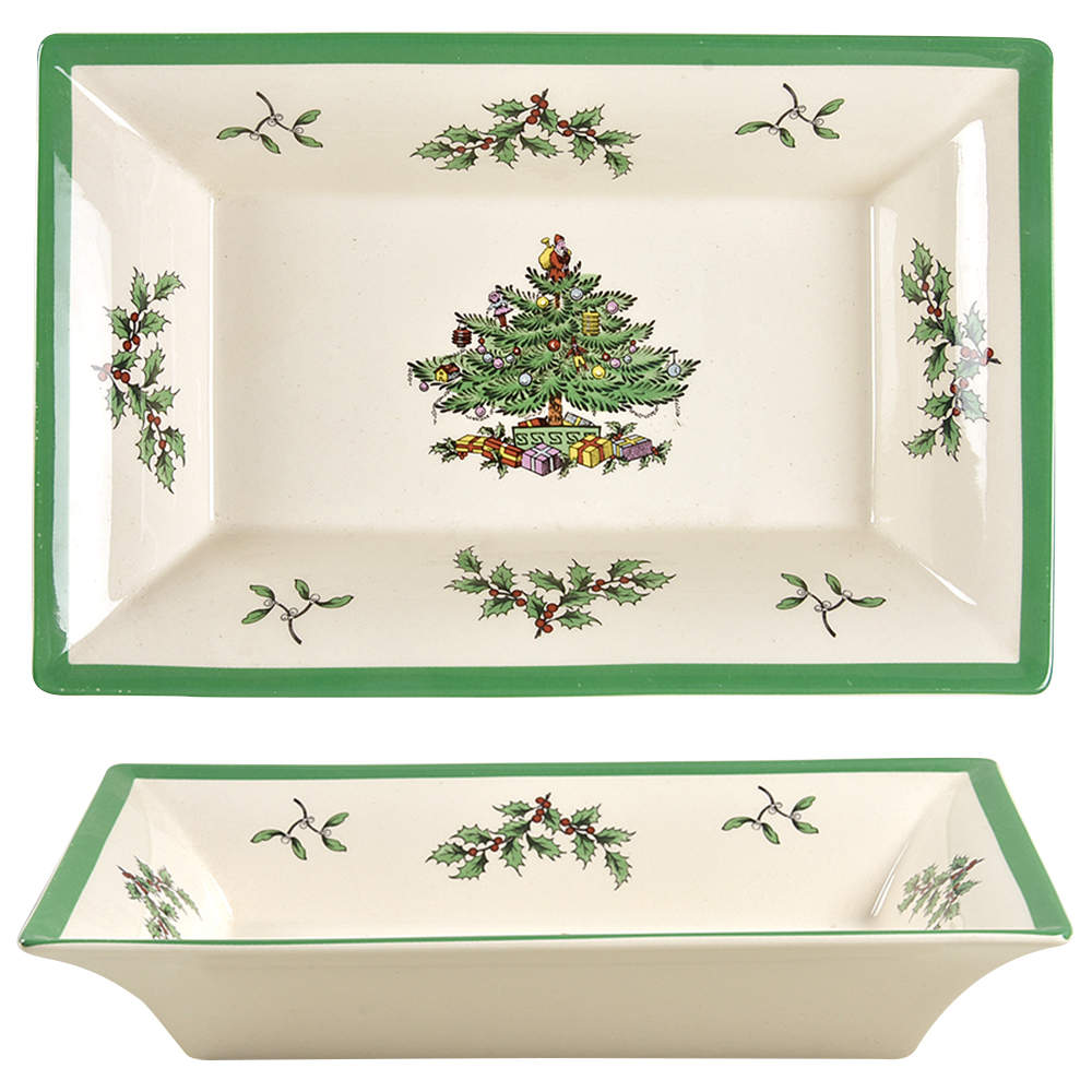 Christmas Tree Large Rectangular Tray by Spode-1