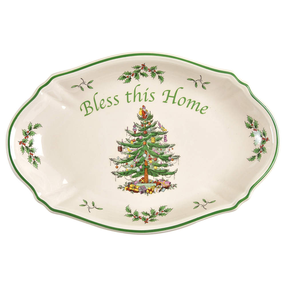 Christmas Tree 11" Tray "Bless This Home" by Spode-1