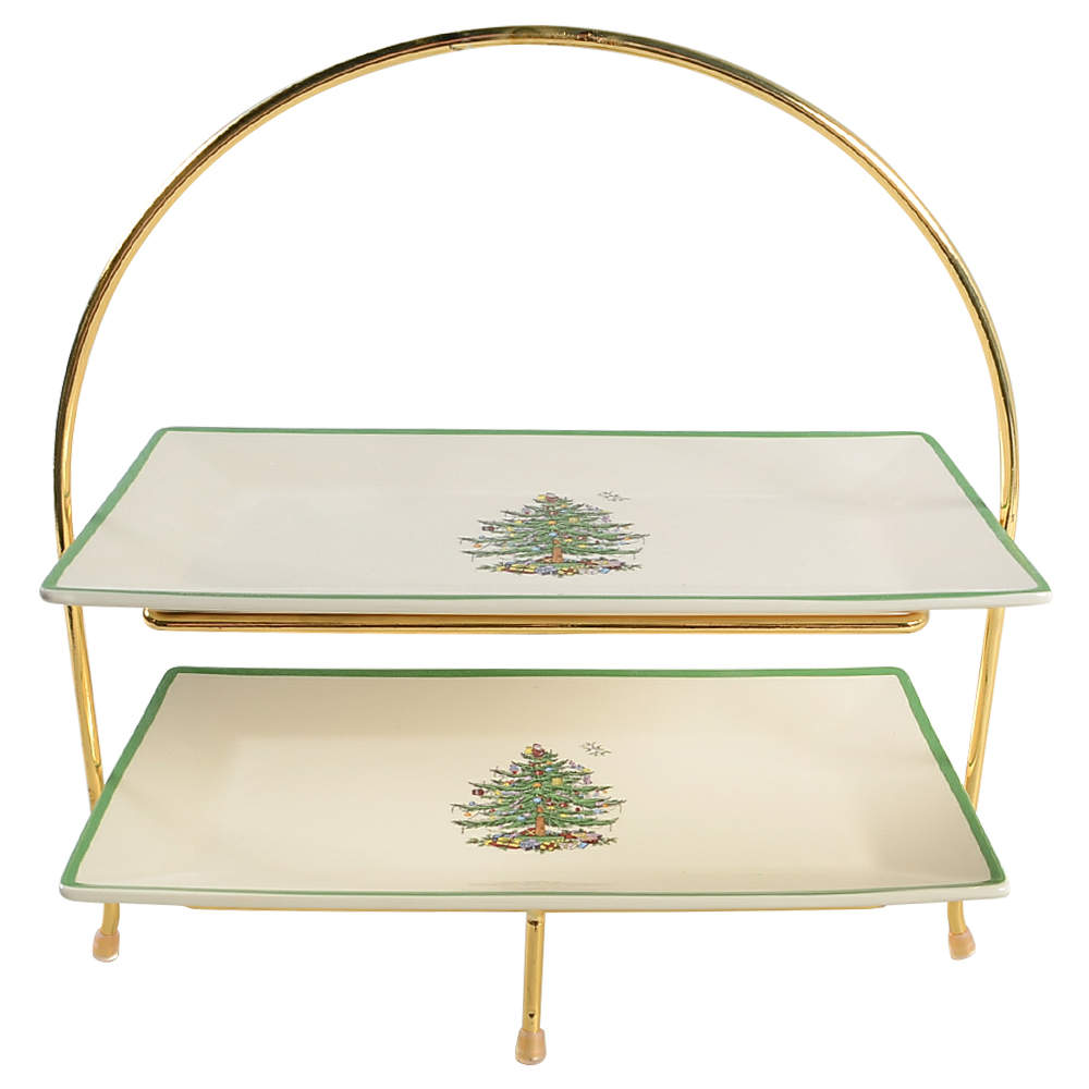 Christmas Tree (Set of 2) 10" Rectangular Tray & Rack by Spode-1