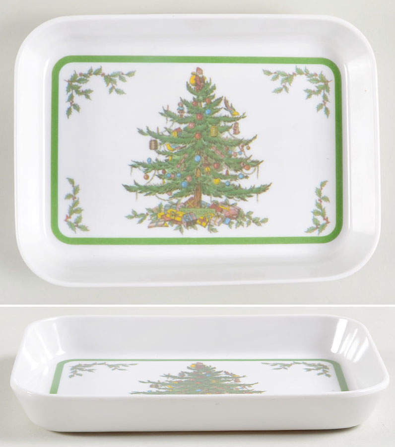 Christmas Tree 6" Rectangular Melamine Tray by Spode-1