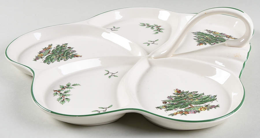 Christmas Tree Handled Hors d'Oeuvre Tray by Spode-1
