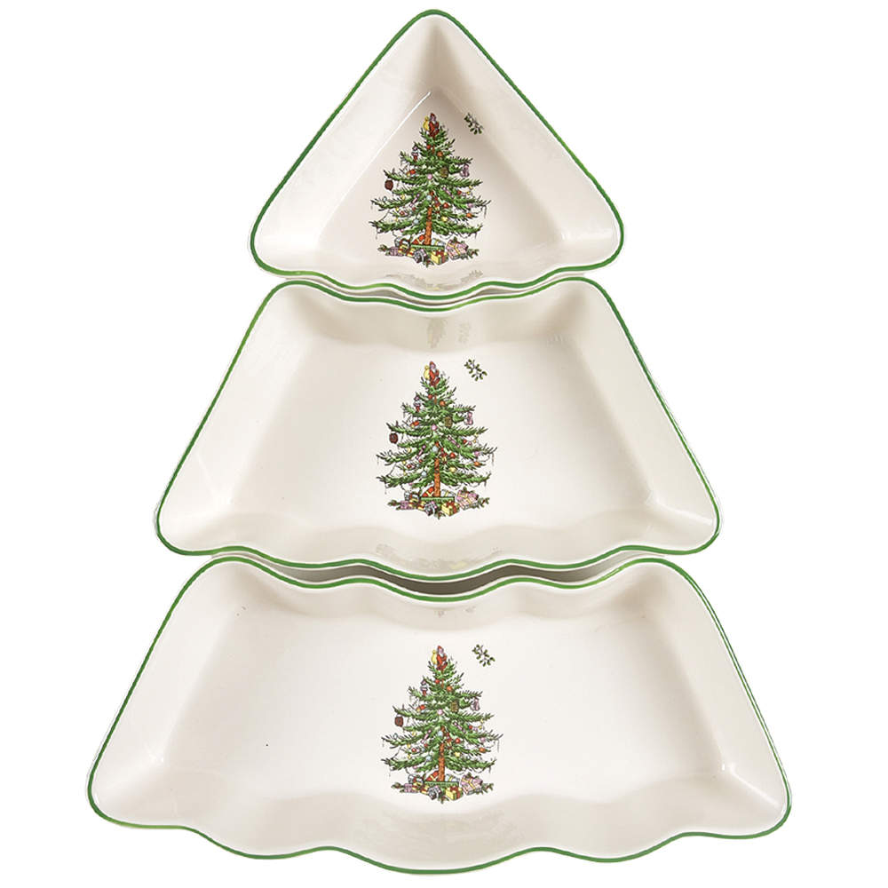 Christmas Tree (3 Piece) Tree Shape Dip Bowl Set by Spode-1