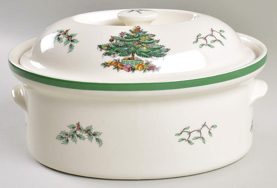 Christmas Tree 2.5 Quart Oval Covered Casserole by Spode-1
