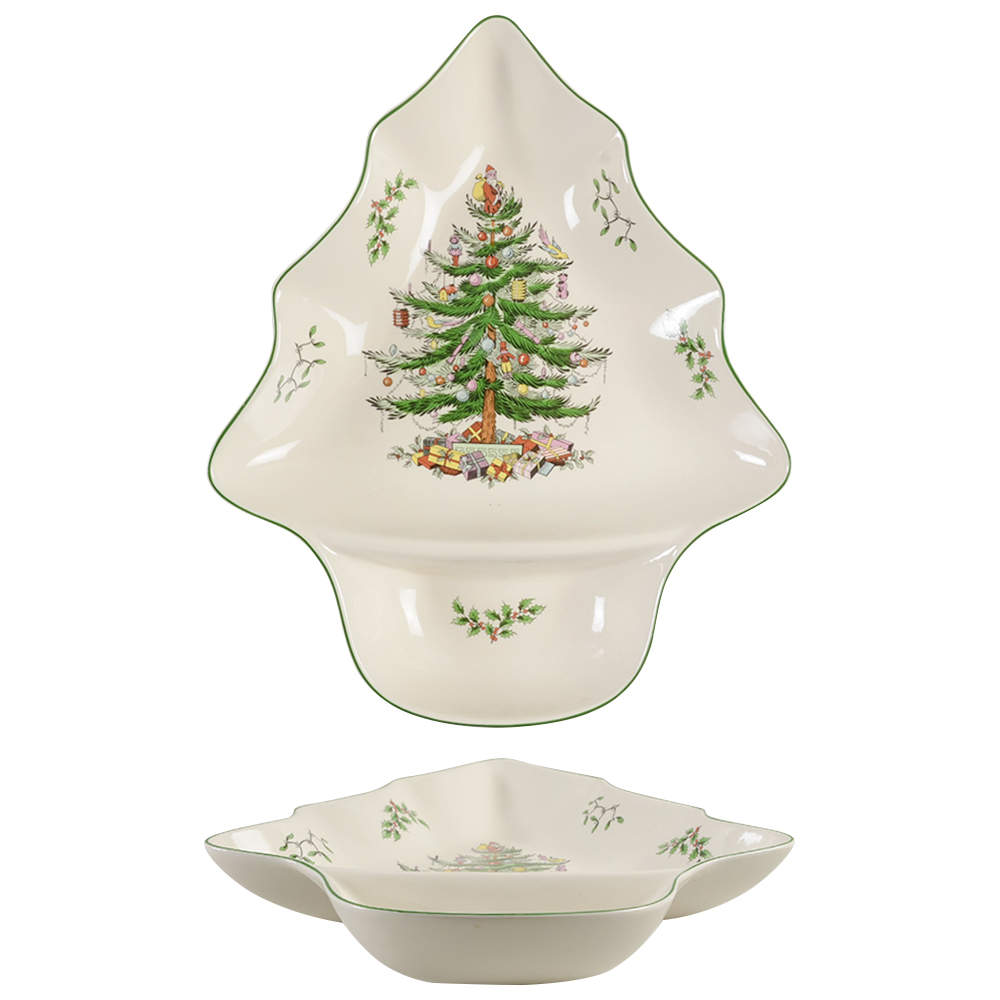 Christmas Tree 1 Piece Figural Chip and Dip by Spode-1