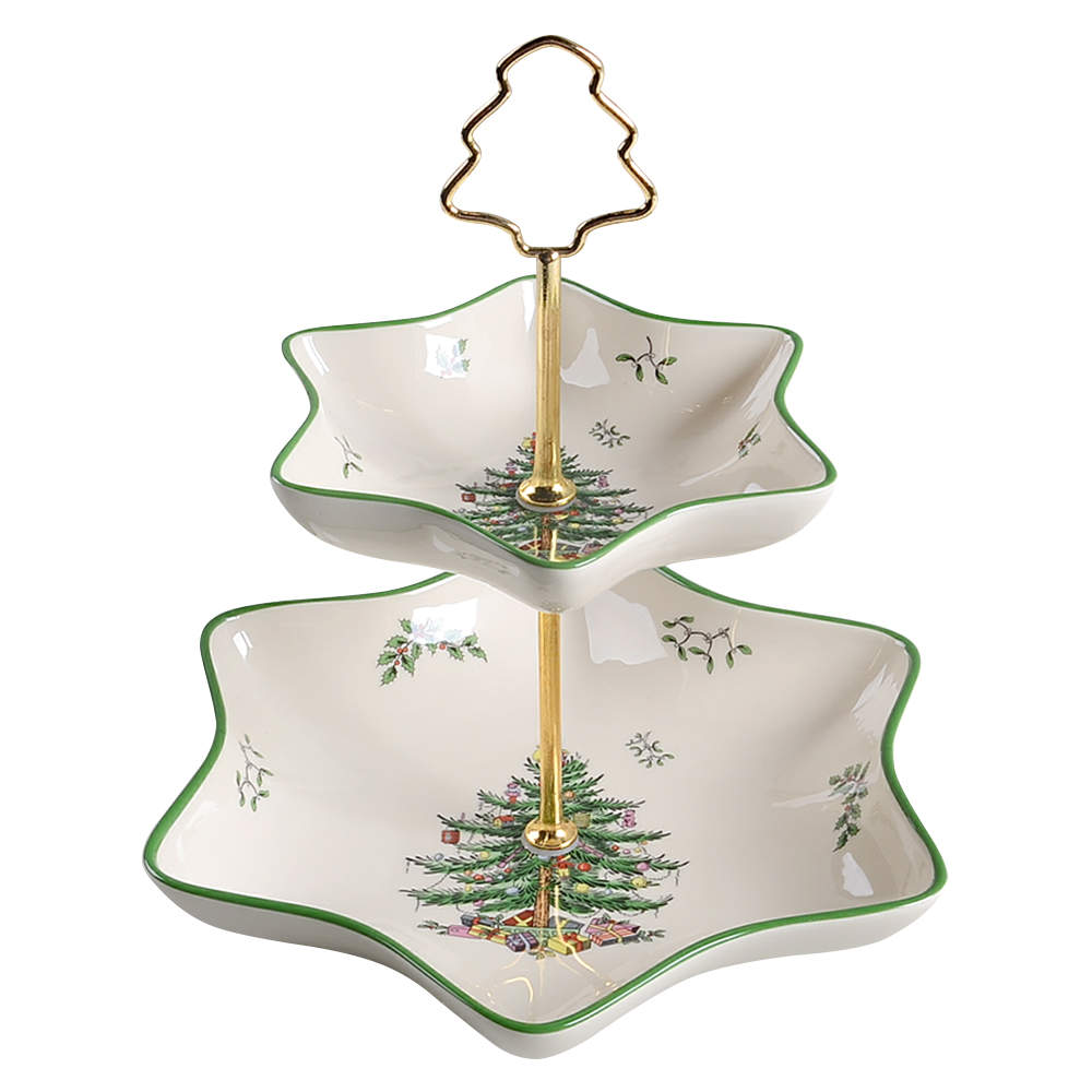 Christmas Tree 2 Tier Serving Tray by Spode-1