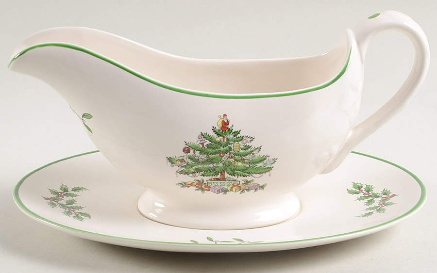 Christmas Tree Gravy Boat & Underplate by Spode-1