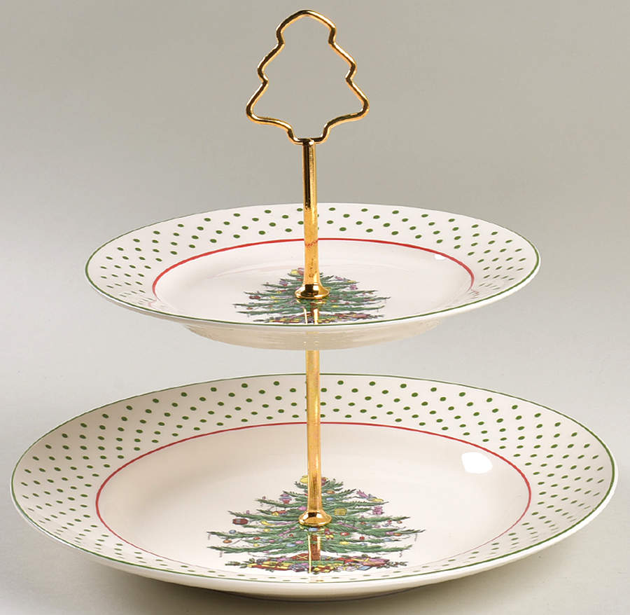 Christmas Tree 2 Tiered Serving Tray by Spode-1
