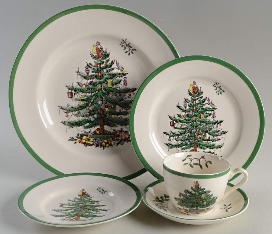 Christmas Tree 5pc Place Set=Csfl,Dp,Sp,Bb by Spode-1