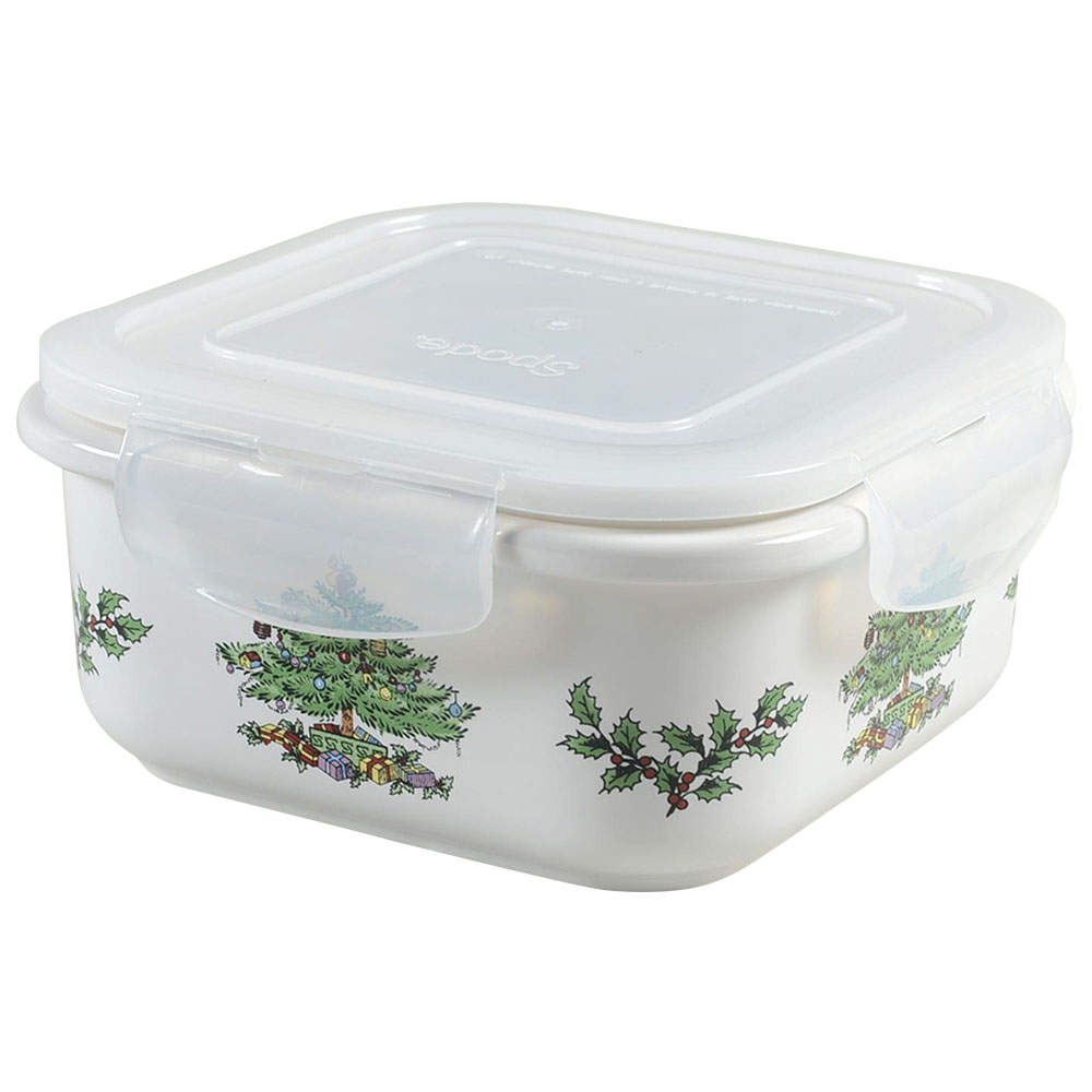 Christmas Tree 6" Square Food Storage Container & Plastic Lid by Spode-1