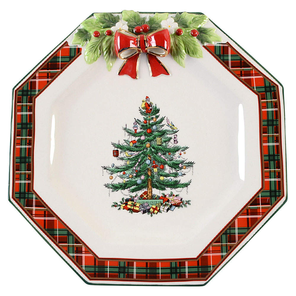 Christmas Tree 11" Octagonal Chop Plate by Spode-1