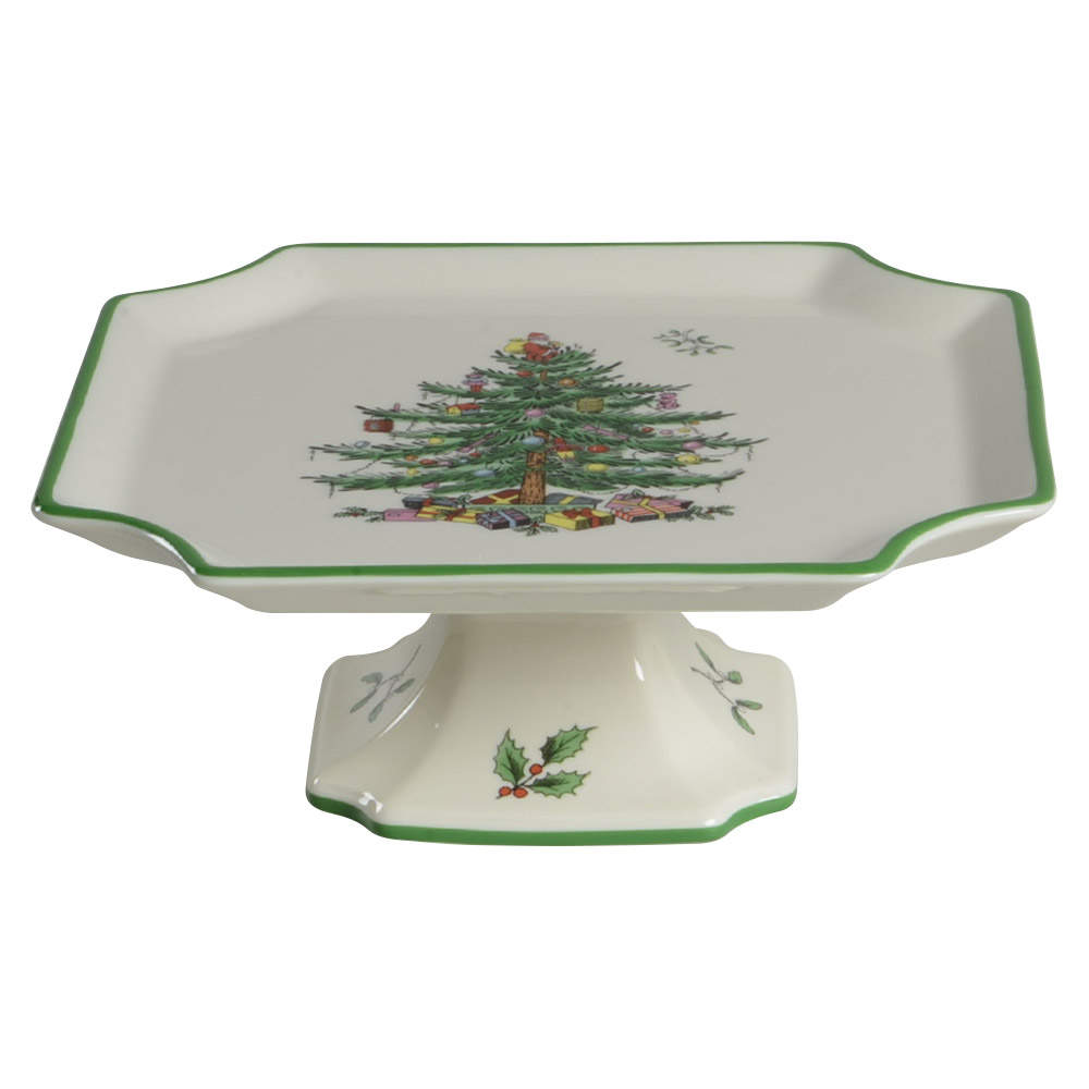Christmas Tree 6" Square Pedestal Cake Stand by Spode-1