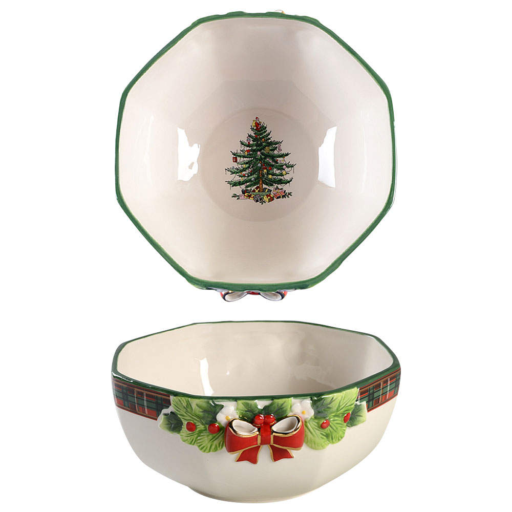 Christmas Tree 9" Octagonal Serving Bowl by Spode-1