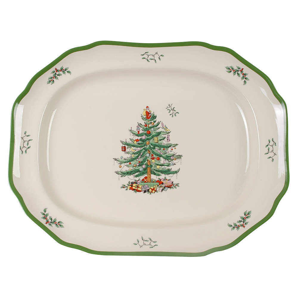 Christmas Tree 19" Oval Serving Platter by Spode-1