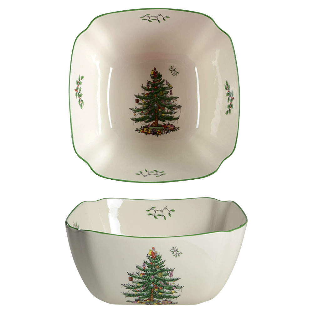 Christmas Tree 10" Square Serving Bowl by Spode-1