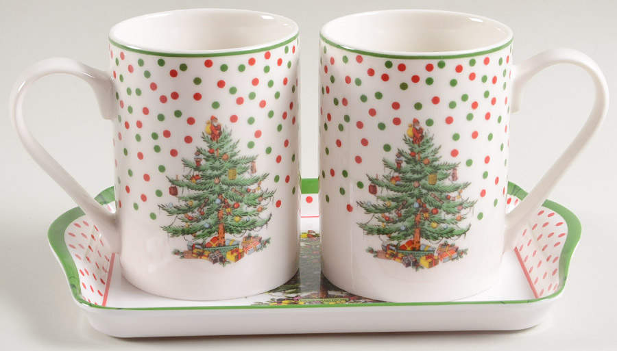 Christmas Tree Mug - Set of 2 & Melamine Tray by Spode-1