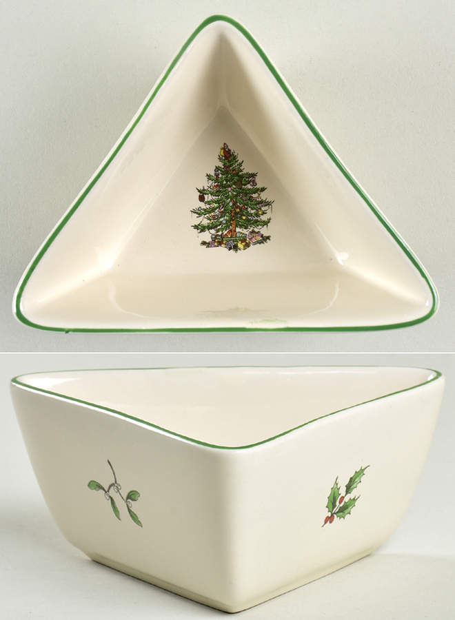 Christmas Tree Triangular Shaoed Dip Bowl by Spode-1