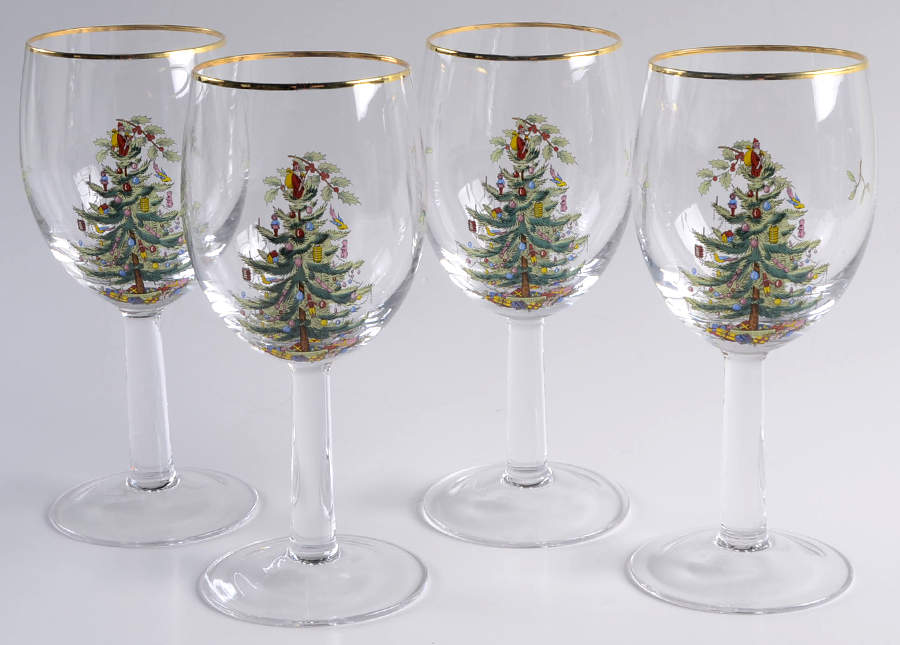 Christmas Tree 12 Oz Glassware Wine - Set of 4 by Spode-1