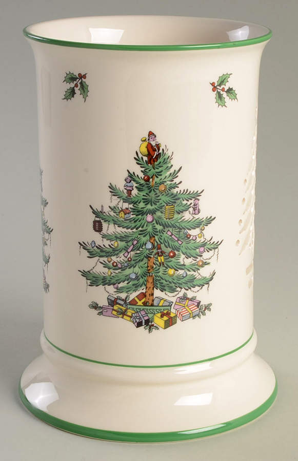 Christmas Tree 7" Pierced Column Candleholder by Spode-1