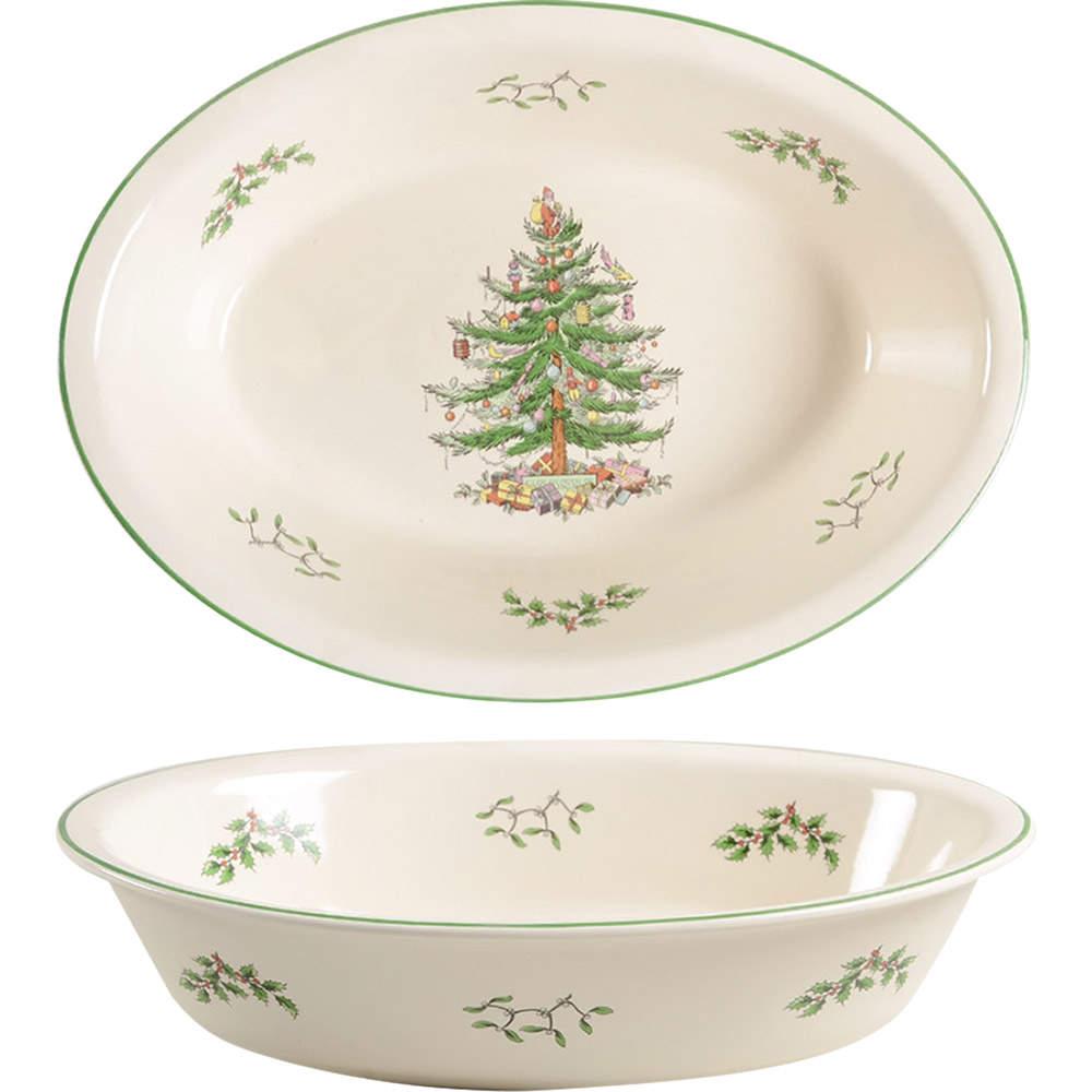 Christmas Tree Medium Deep Oval Oven-to-Table Baker by Spode-1