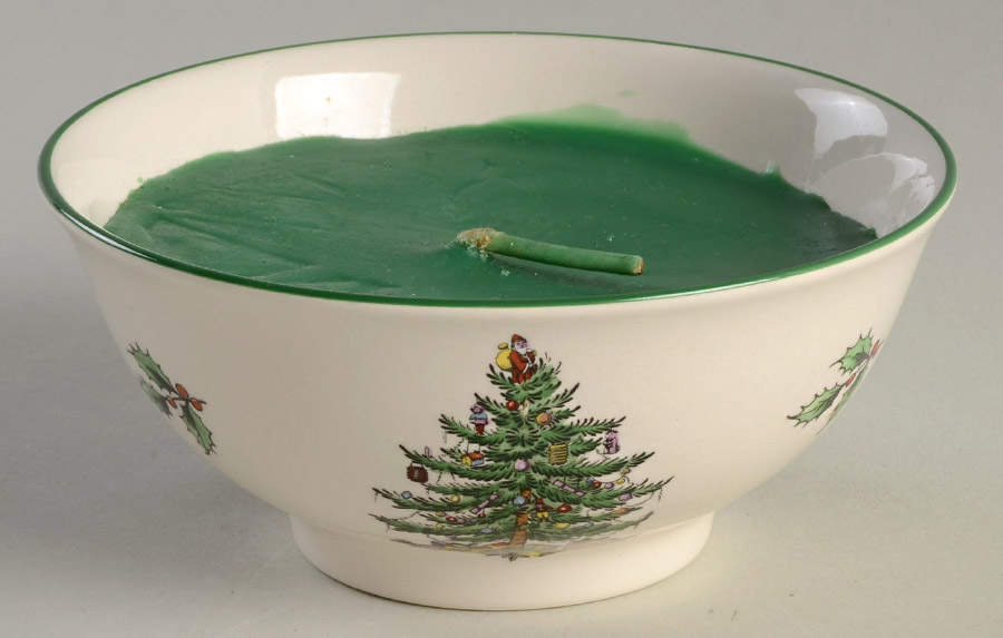 Christmas Tree 4" Wax Filled Round Votive Bowl by Spode-1