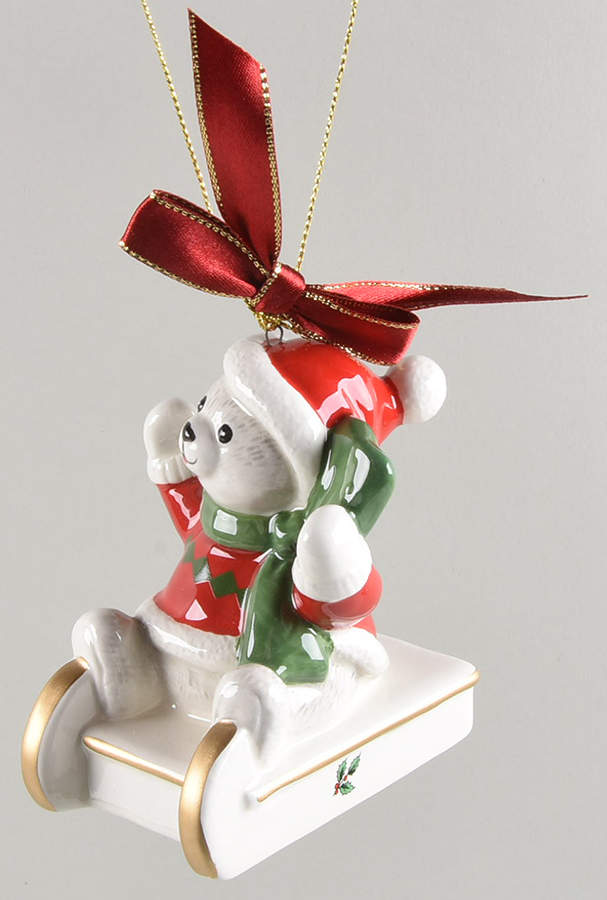 Christmas Tree Ornaments Teddy On A Sleigh - Boxed by Spode-1