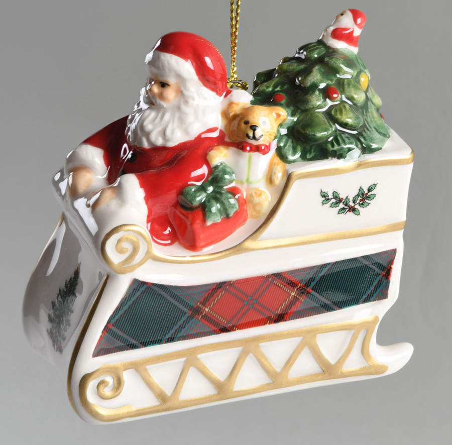 Christmas Tree Ornaments Santa In Sleigh - Boxed by Spode-1