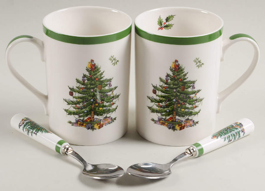 Christmas Tree 4 Pc Mug & Spoon Set (MUGM29,TSPM1) by Spode-1
