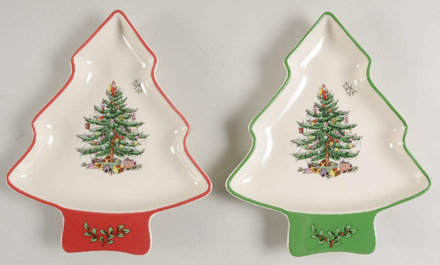 Christmas Tree Small Tree Shaped Dishe - Set of 2 by Spode-1