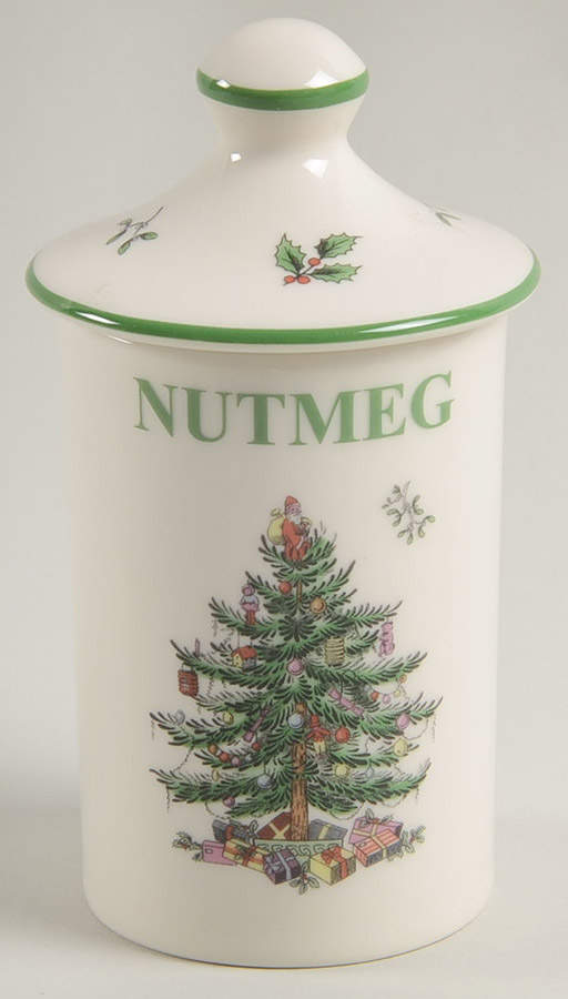 Christmas Tree Nutmeg Spice Jar & Lid by Spode-1