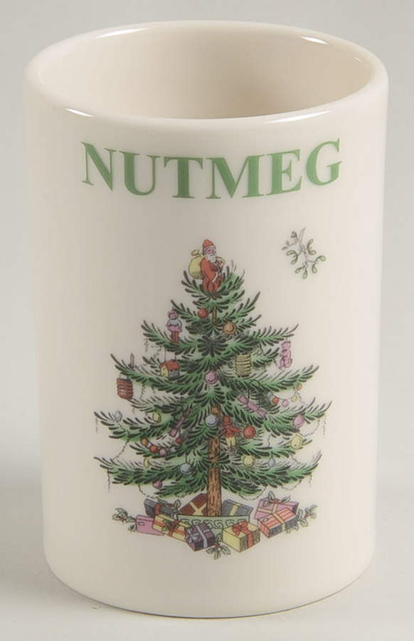 Christmas Tree Nutmeg Spice Jar No Lid by Spode-1