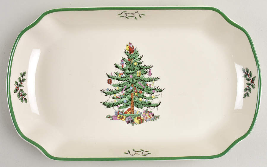 Christmas Tree Rectangular Hors d'Oevre Dish by Spode-1