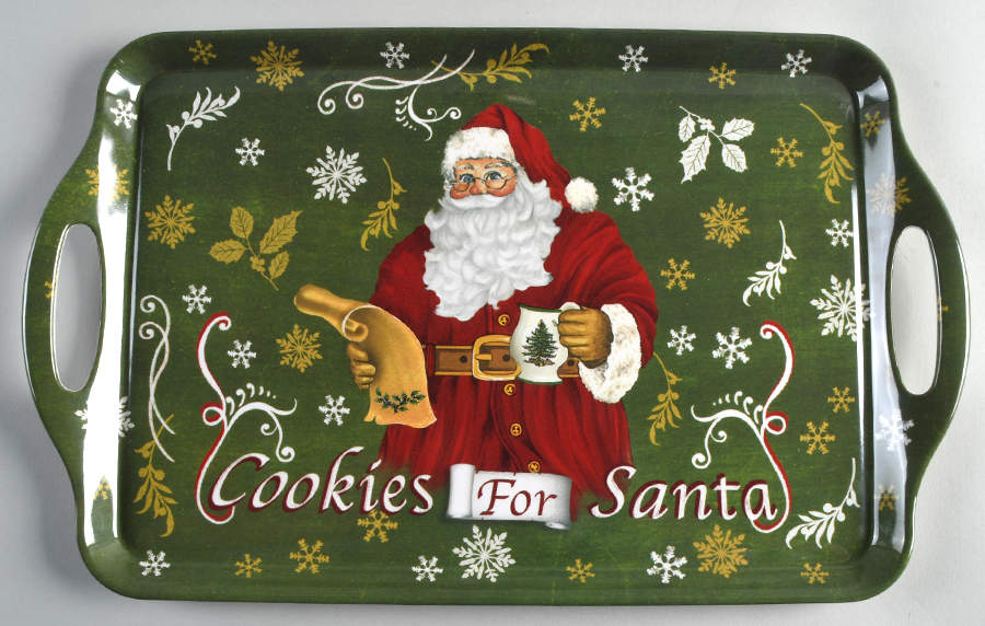 Christmas Tree 15" Melamine Rectangular Handled Tray by Spode-1